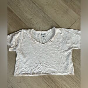 Vintage Canvas ivory crop boxy tee v neck size small S